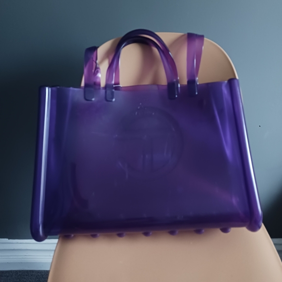 NWT Telfar x Melissa Translucent Purple Tote ,crossbody LARGE Jelly Shopper+dust - Picture 6 of 11
